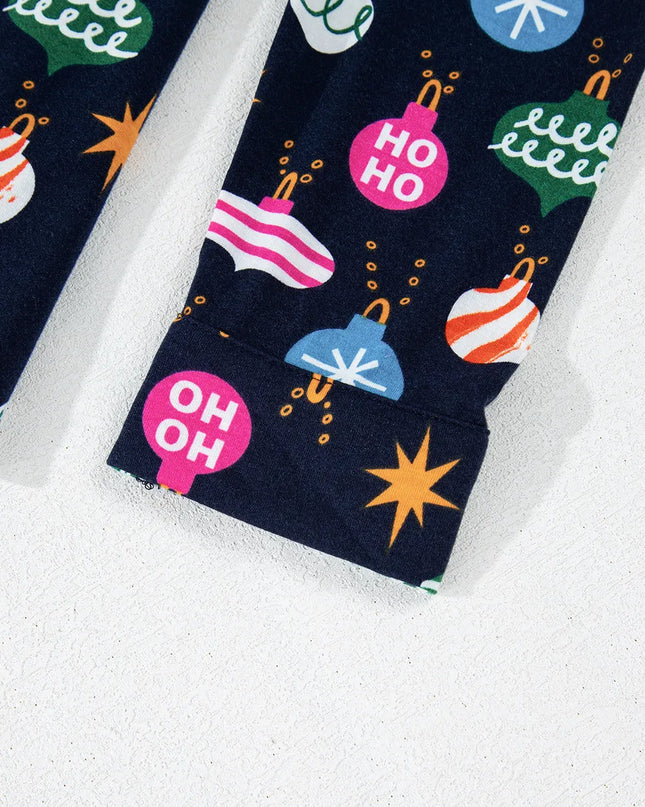 Navy Blue Christmas Lights Pajama Set