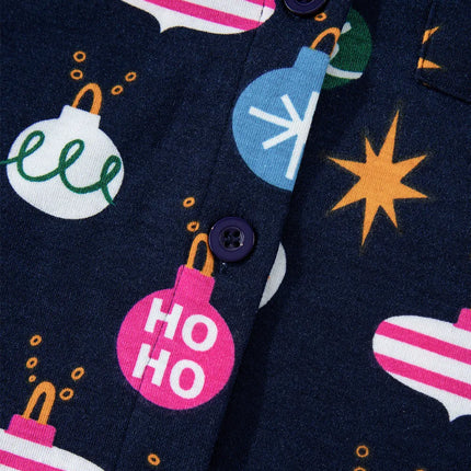 Navy Blue Christmas Lights Pajama Set