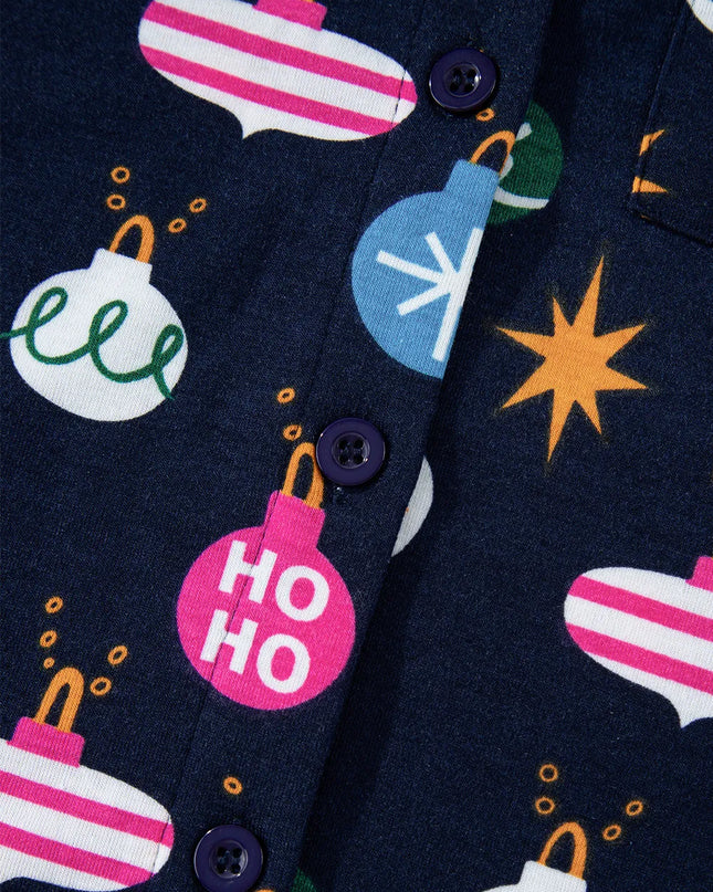 Navy Blue Christmas Lights Pajama Set