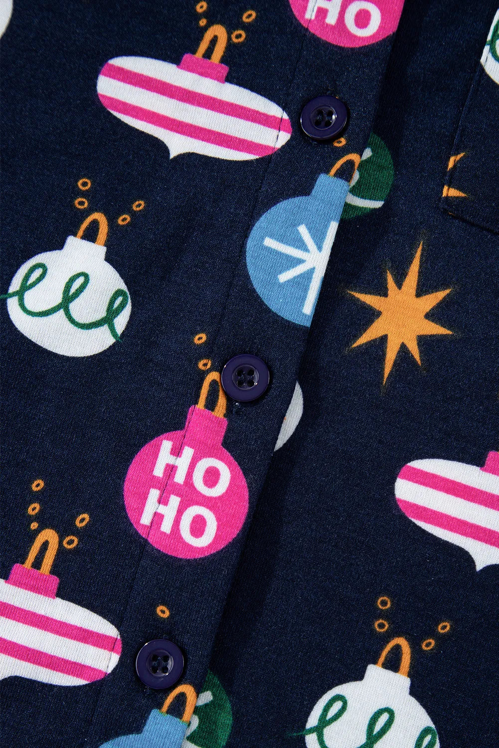 Navy Blue Christmas Lights Pajama Set