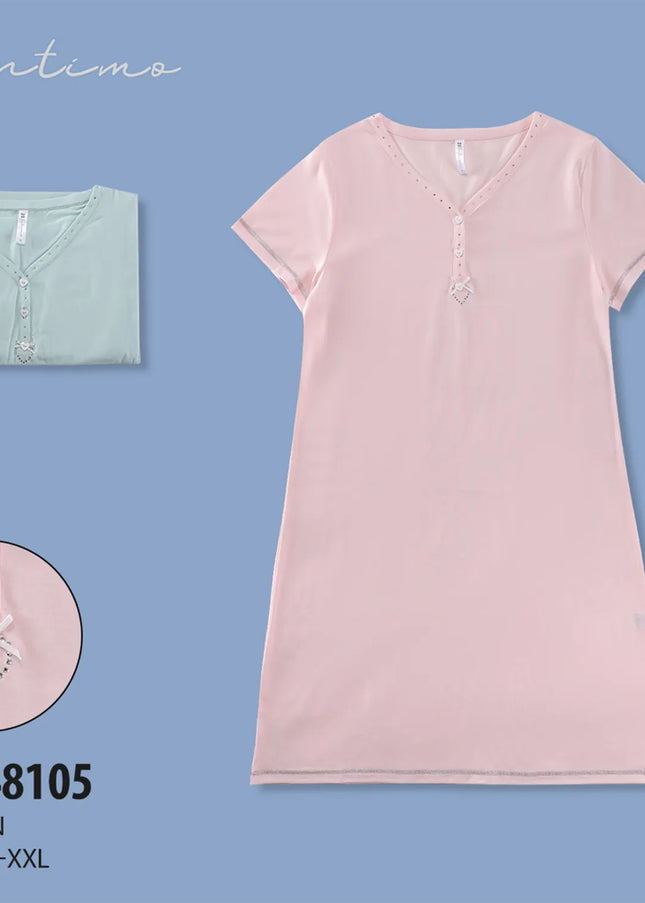 Women Cotton Nighty Sleepwear Short Sleeves