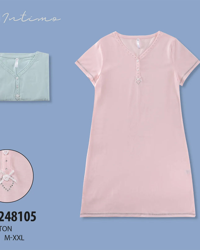 Women Cotton Nighty Sleepwear Short Sleeves