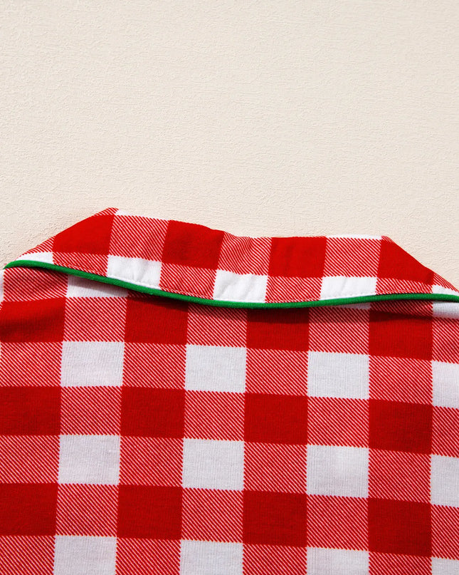 Fiery Red Christmas Plaid Pajama Set