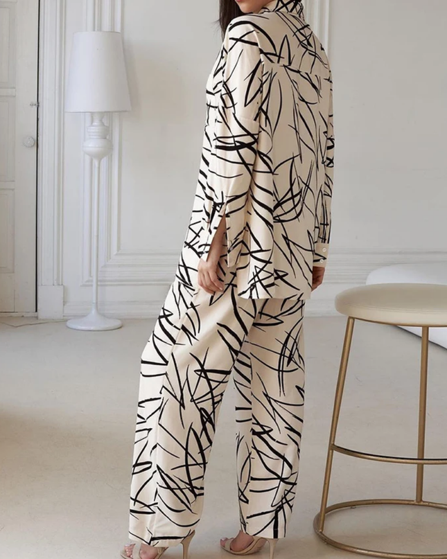 2pcs Women Cream Cotton Pjs