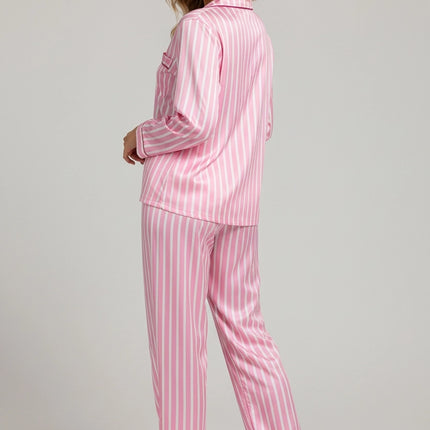 Strip Satin Pajamas and Lounge Wear Set