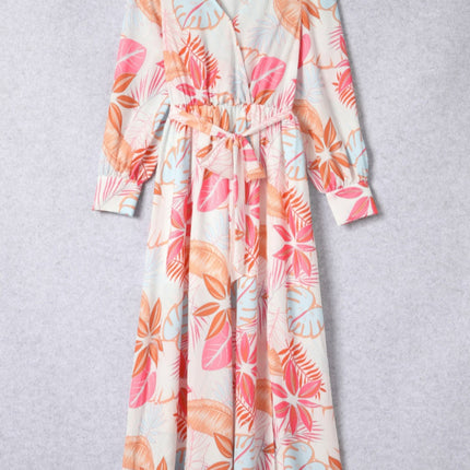 Long Sleeve Wrap V-Neck Slit Maxi Dress