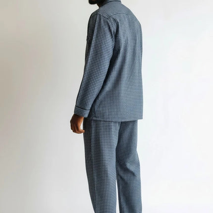 Men' Navy Draft PJ Set With Button pants.