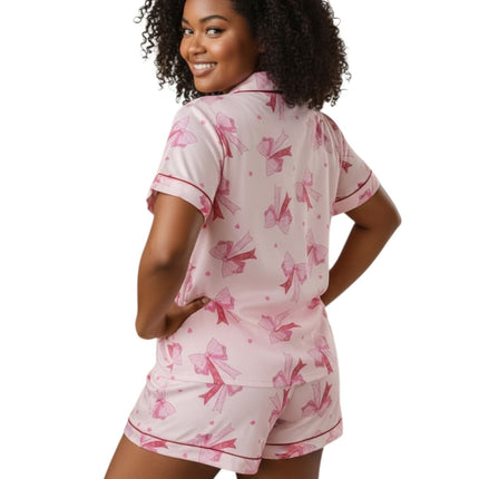 Ribbon Print Pj's Short and Short-Sleeve Top