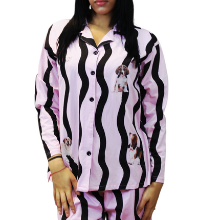 2pcs Women Pink Cotton Pjs