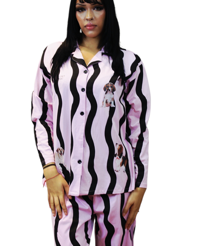 2pcs Women Pink Cotton Pjs