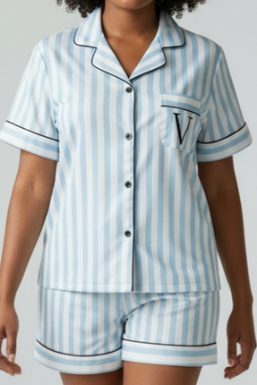 Satin PJ's Set, Top and Short, Soft and Smooth Sleepwear