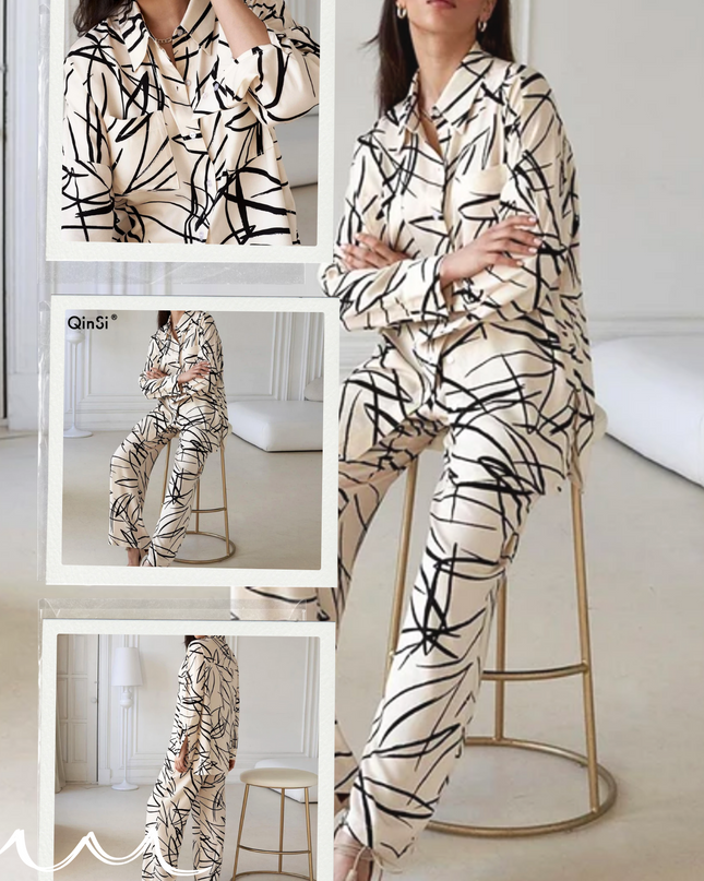 2pcs Women Cream Cotton Pjs