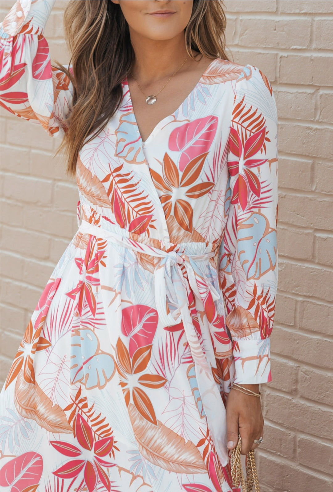 Long Sleeve Wrap V-Neck Slit Maxi Dress
