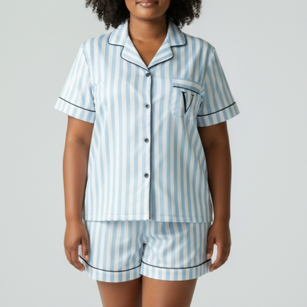 Satin PJ's Set, Top and Short, Soft and Smooth Sleepwear