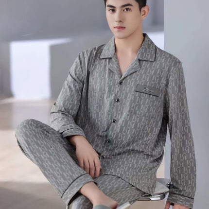 2Pcs Men Cotton Pajamas