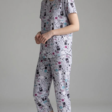 Grey Summer Short-Sleeve and Carpi's Pjs Cotton Blend Set