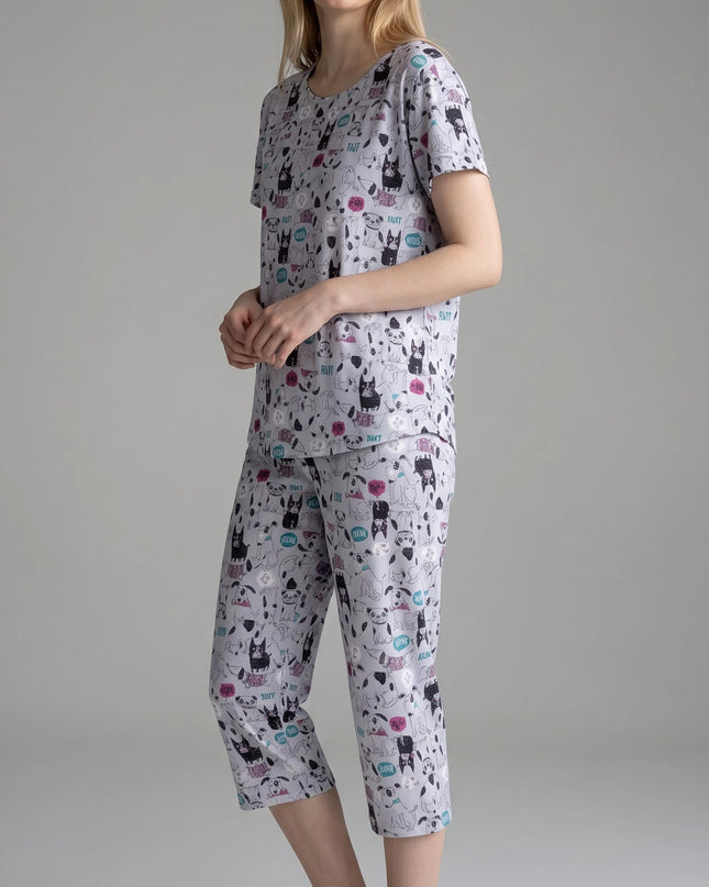 Grey Summer Short-Sleeve and Carpi's Pjs Cotton Blend Set