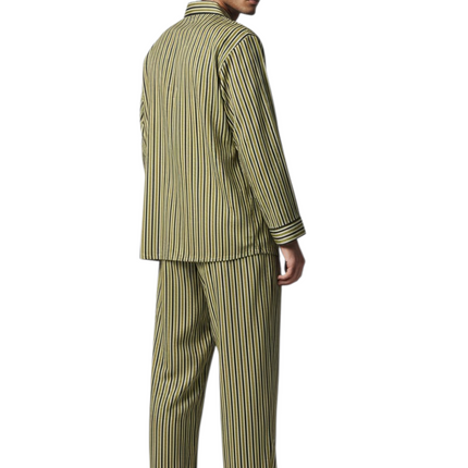Men' Cotton Blend PJ' Set With Button Pants