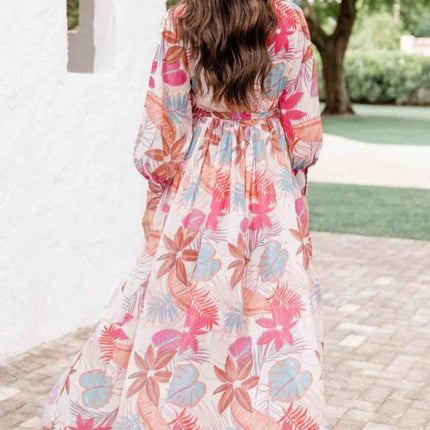 Long Sleeve Wrap V-Neck Slit Maxi Dress