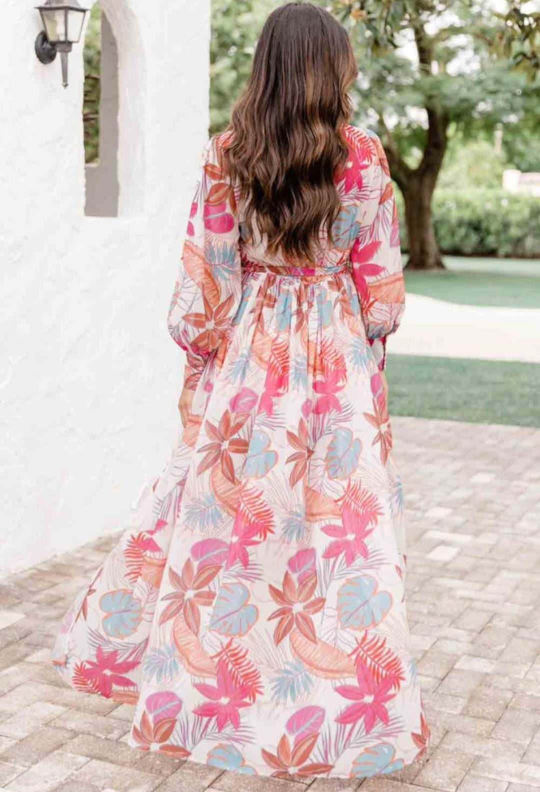 Long Sleeve Wrap V-Neck Slit Maxi Dress