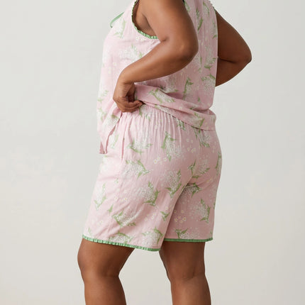 Women Summer PJs Sleeve-less and Short Set 100% Cotton