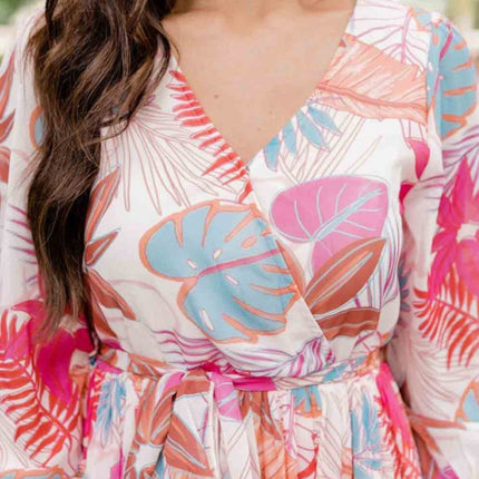 Long Sleeve Wrap V-Neck Slit Maxi Dress