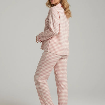 Draft Print PJ's Set with Elastic Waist Band Brown