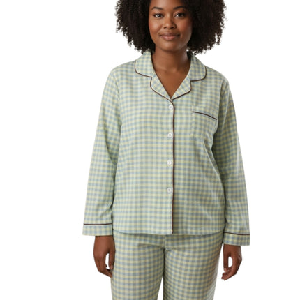 Draft Print PJ's Set with Elastic Waist Band