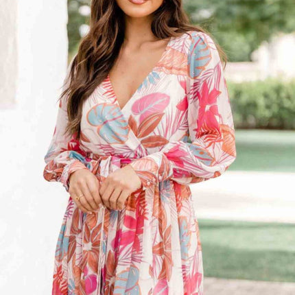 Long Sleeve Wrap V-Neck Slit Maxi Dress