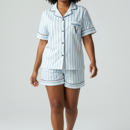 Satin PJ's Set, Top and Short, Soft and Smooth Sleepwear