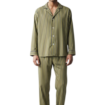 Men' Cotton Blend PJ' Set With Button Pants