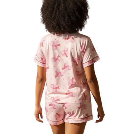 Ribbon Print Pj's Short and Short-Sleeve Top