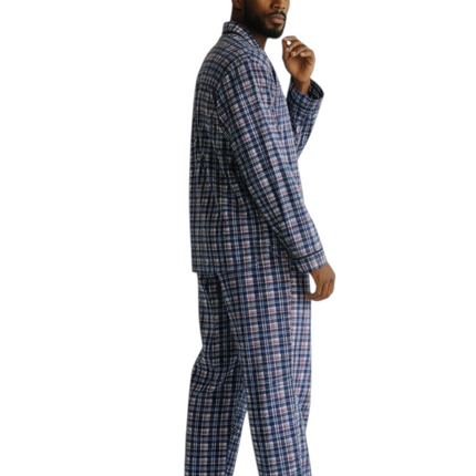 Men's Blue Draft PJ Set With Button pants