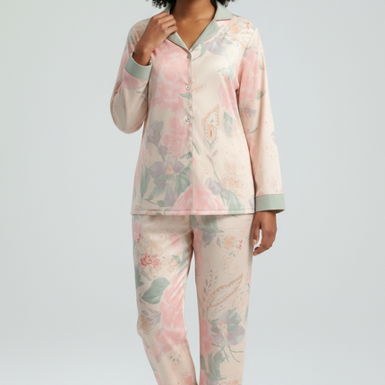 2pcs Satin Pajamas Set Long-sleeves and Pants