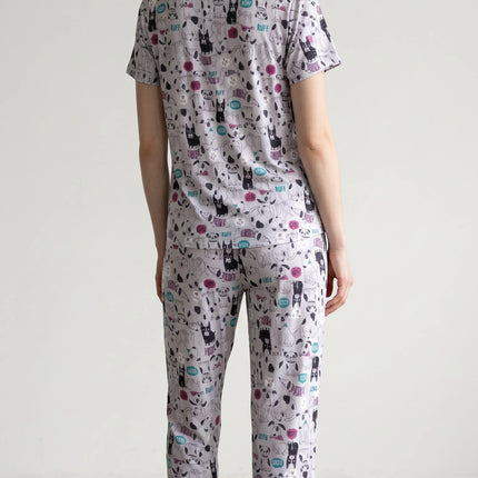 Grey Summer Short-Sleeve and Carpi's Pjs Cotton Blend Set