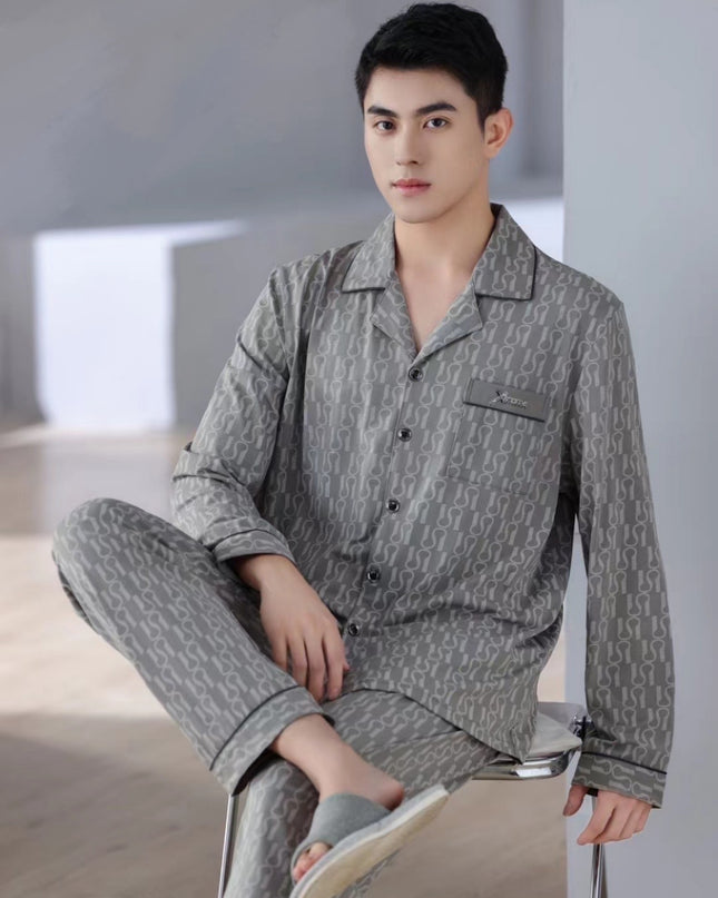 2Pcs Men Cotton Pajamas