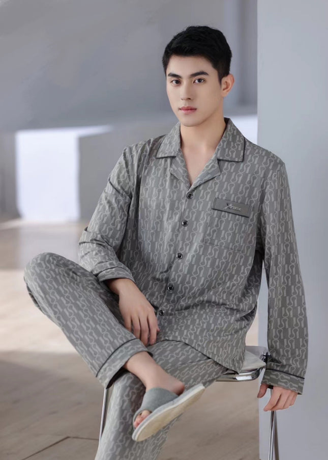2Pcs Men Cotton Pajamas