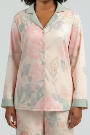 2pcs Satin Pajamas Set Long-sleeves and Pants