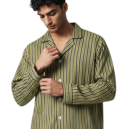 Men' Cotton Blend PJ' Set With Button Pants