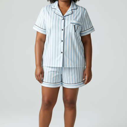 Satin PJ's Set, Top and Short, Soft and Smooth Sleepwear