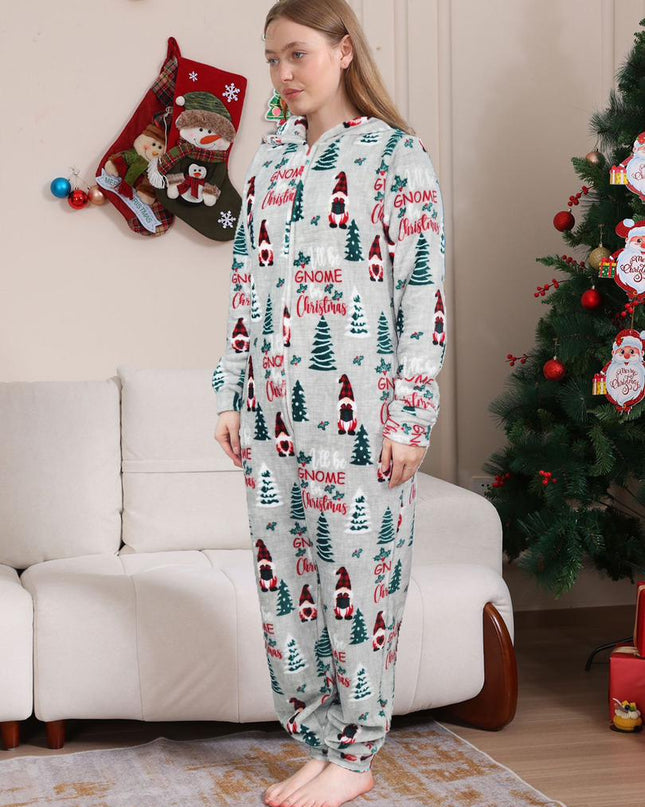 Christmas Flannel Fleece Warm Family Jumpsuit