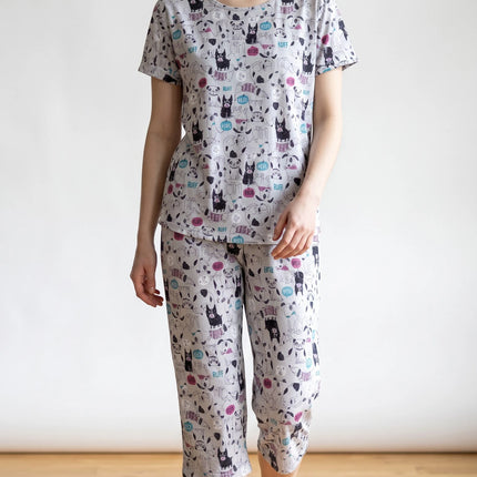 Grey Summer Short-Sleeve and Carpi's Pjs Cotton Blend Set