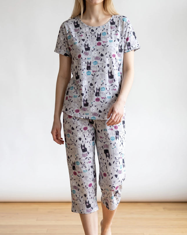 Grey Summer Short-Sleeve and Carpi's Pjs Cotton Blend Set