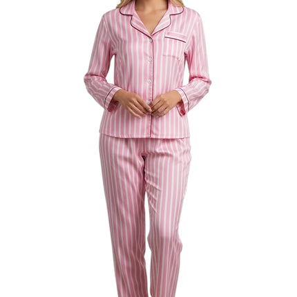 Strip Satin Pajamas and Lounge Wear Set