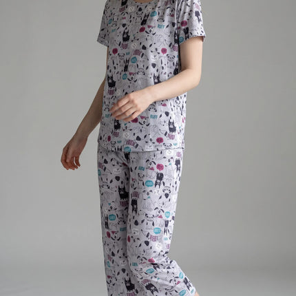 Grey Summer Short-Sleeve and Carpi's Pjs Cotton Blend Set