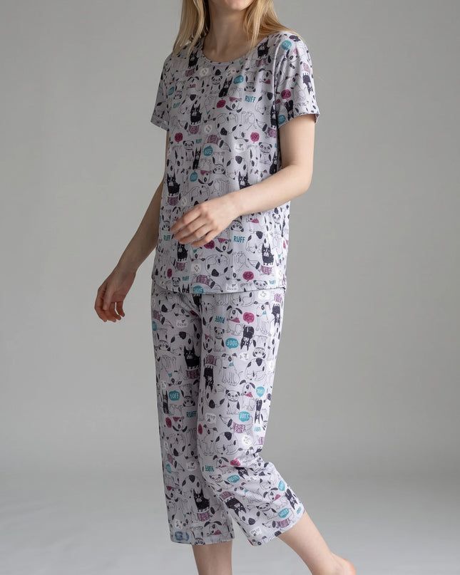 Grey Summer Short-Sleeve and Carpi's Pjs Cotton Blend Set