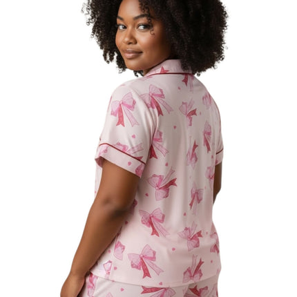 Ribbon Print Pj's Short and Short-Sleeve Top
