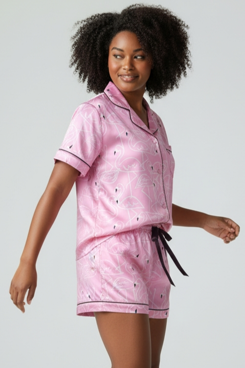 Top and Shorts Satin PJ's Set, Soft and Smooth Sleepwear.