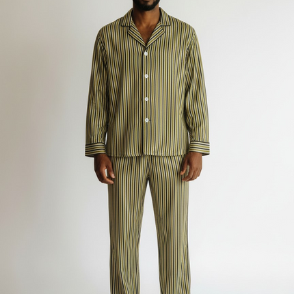 Men' Cotton Blend PJ' Set With Button Pants