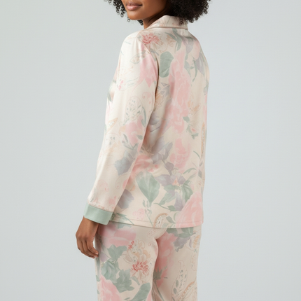 2pcs Satin Pajamas Set Long-sleeves and Pants